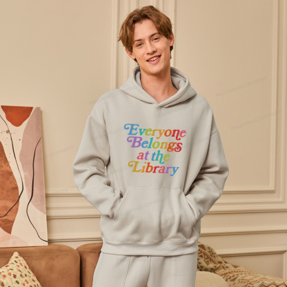 Pagewings Everyone belongs at the library Unisex Fleece Hoodie Set