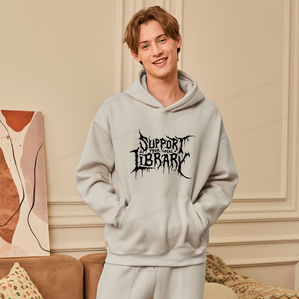 Pagewings Support Your Local Library Unisex Fleece Hoodie Set