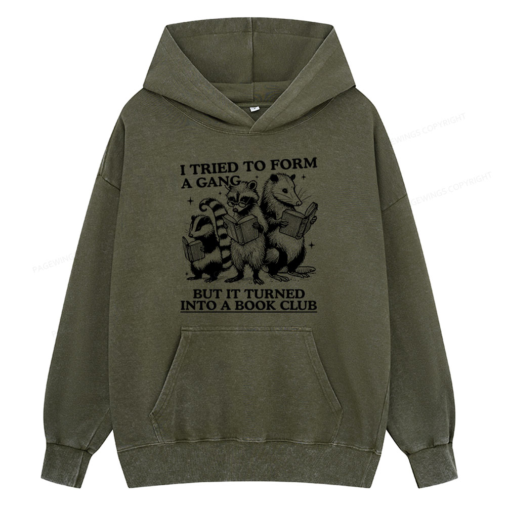 Pagewings A Gang Turn Into A Book Club Unisex Washed Hoodie