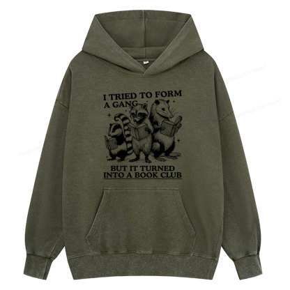 Pagewings A Gang Turn Into A Book Club Unisex Washed Hoodie