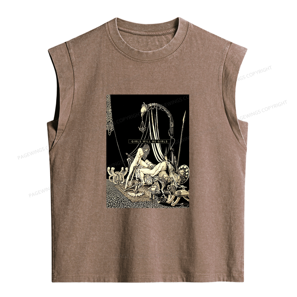 Pagewing Girls Will Be Girls Women's Washed Tank Top