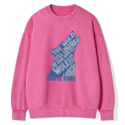 Pagewings White Fang by Jack London Blue Book Quote Unisex Washed Sweatshirt