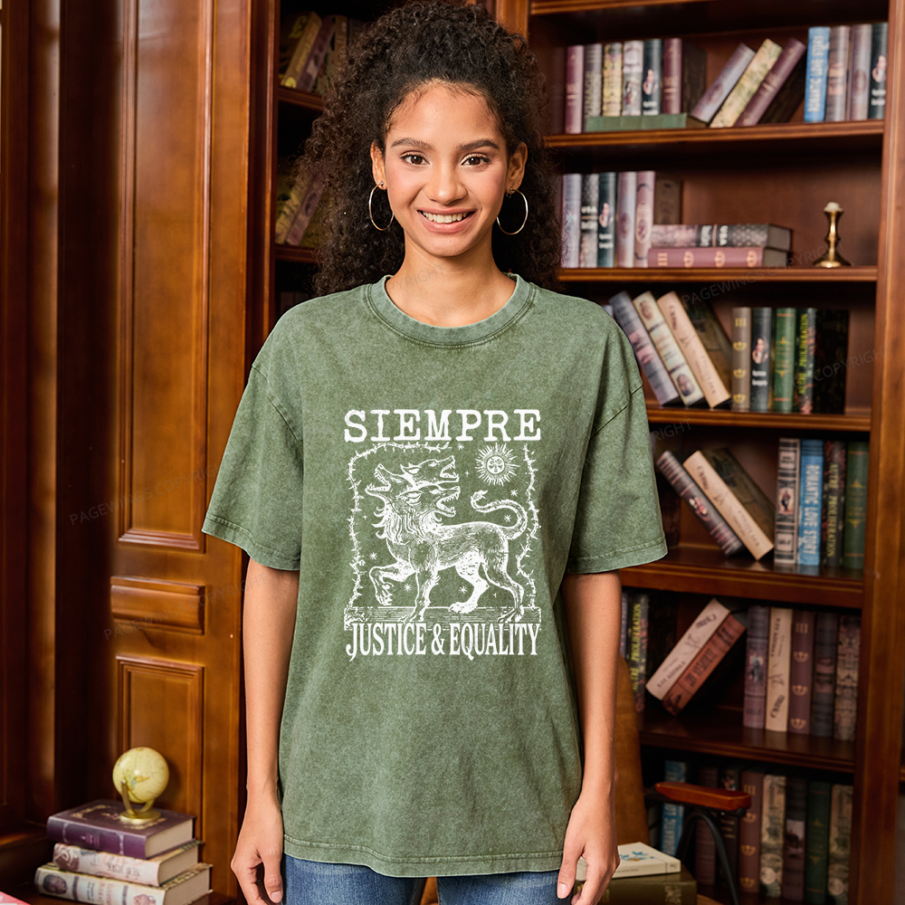 Pagewings Siempre Justice Equality Unisex Washed T-shirt