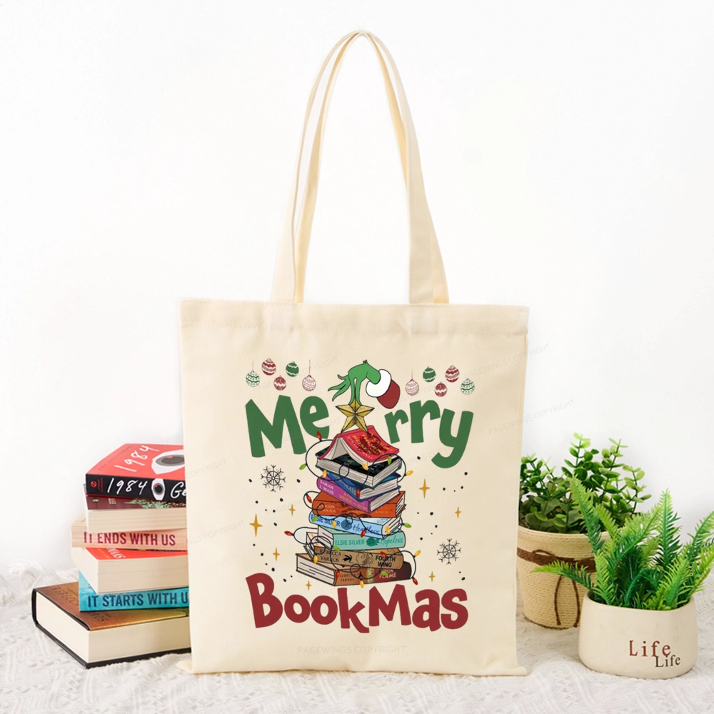 Pagewings Fourth Wing Merry Bookmas Tote Bag