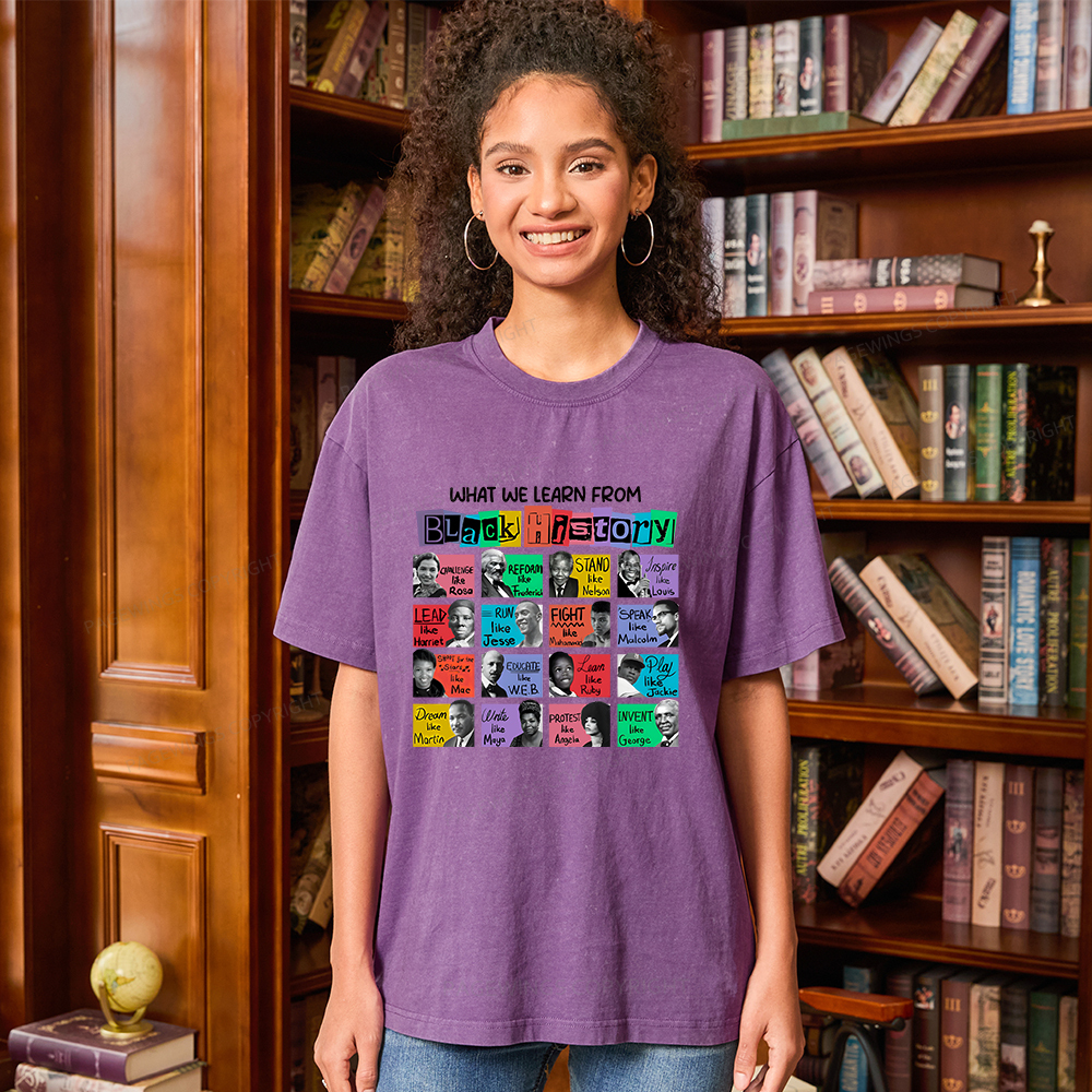 Pagewings What We Learn From Black History Unisex Washed T-shirt