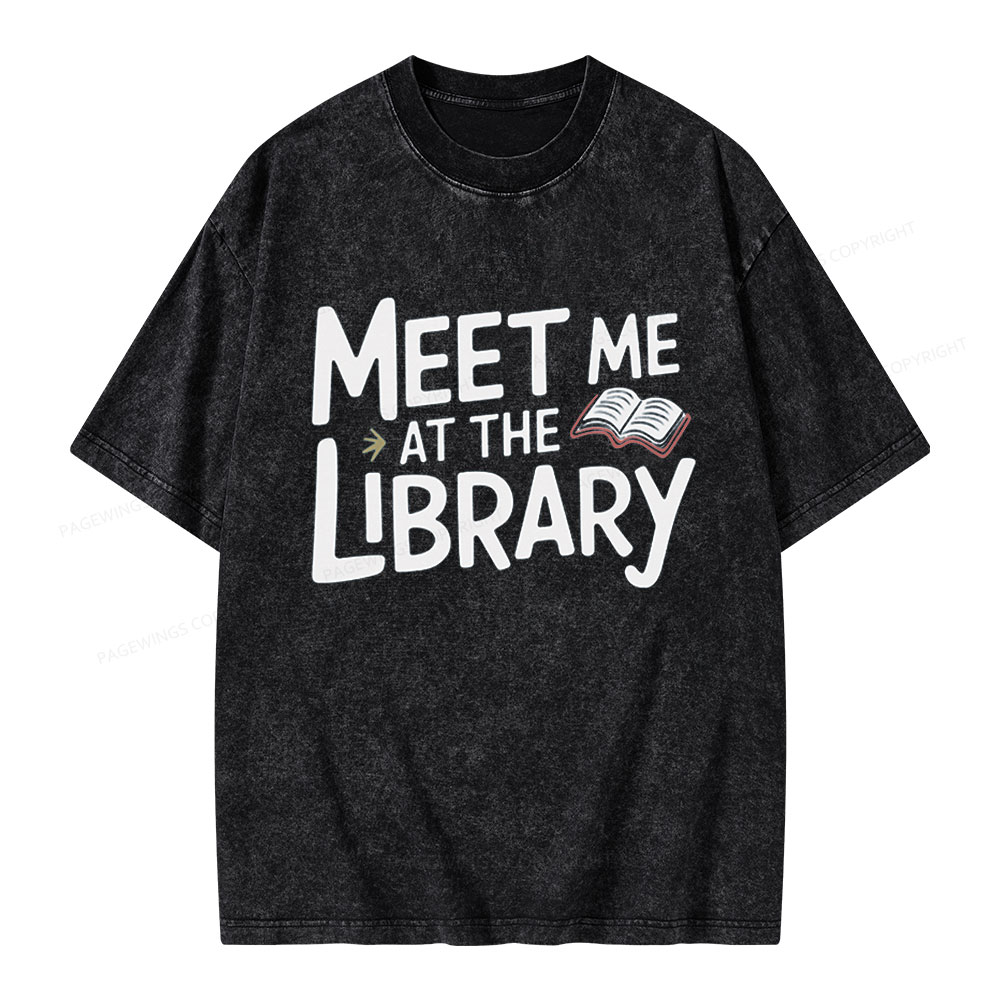 Pagewings Meet Me At The Library  Unisex Washed T-shirt