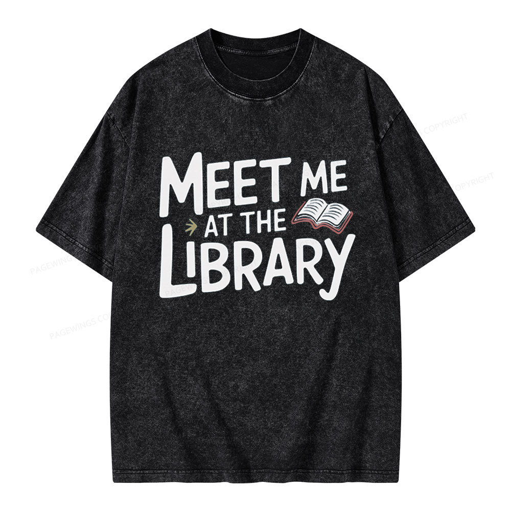 Pagewings Meet Me At The Library  Unisex Washed T-shirt