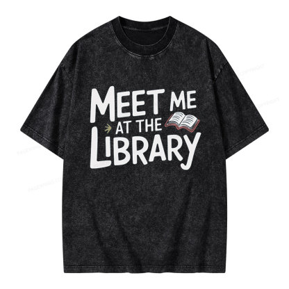 Pagewings Meet Me At The Library  Unisex Washed T-shirt