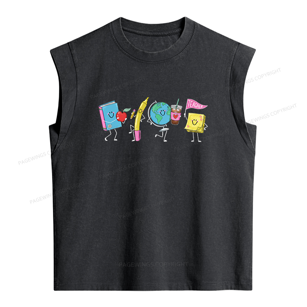Pagewings Back to School Women's Washed Tank Top