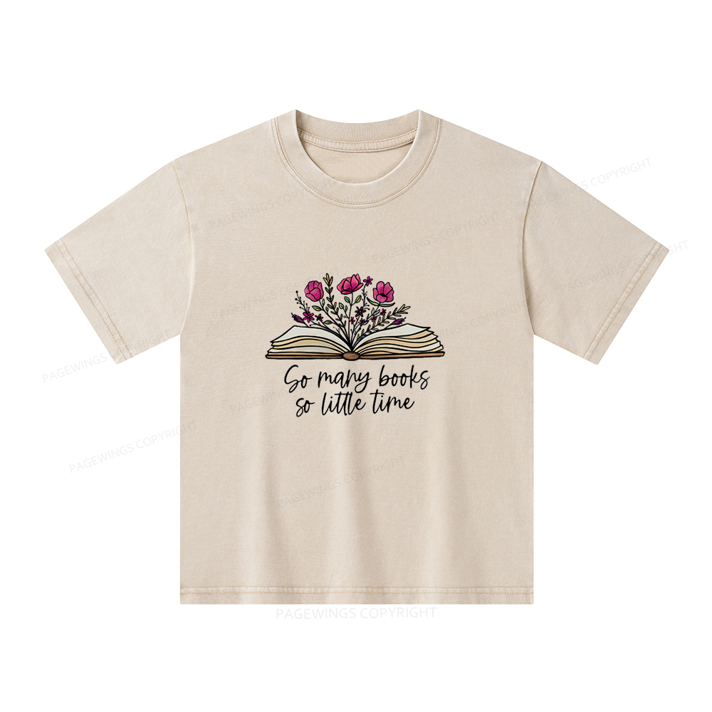 Pagewings So Many Books So Little Time Unisex Kids Washed T-shirt