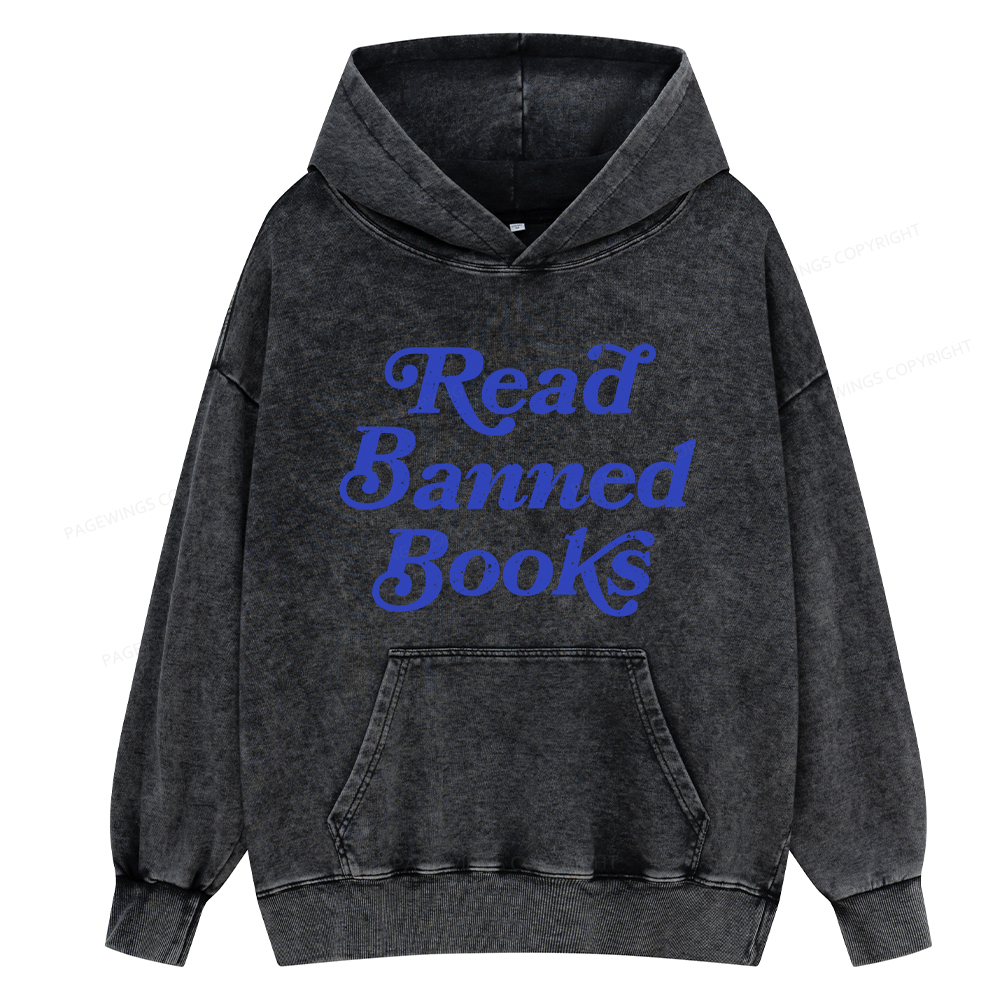 Pagewings Read Banned Books Unisex Washed Hoodie