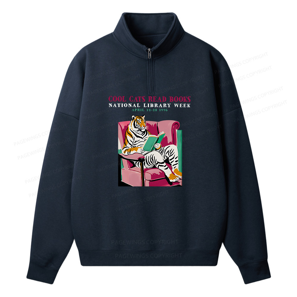 Pagewings Library Week Poster 1996 Unisex Half Zip Fleece Sweatshirt 