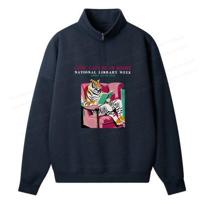Pagewings Library Week Poster 1996 Unisex Half Zip Fleece Sweatshirt 