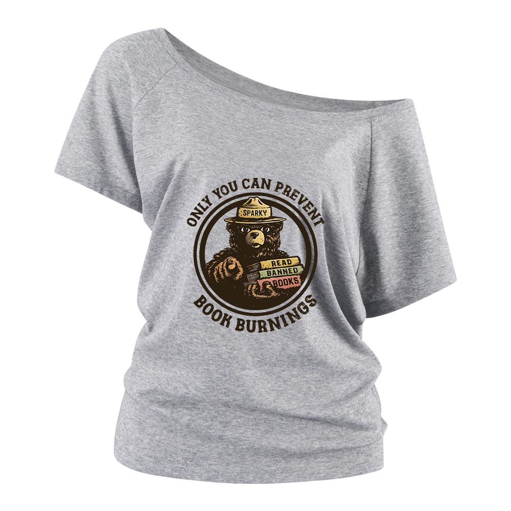 Pagewings Only You Can Prevent Book Burnings Off Shoulder Top