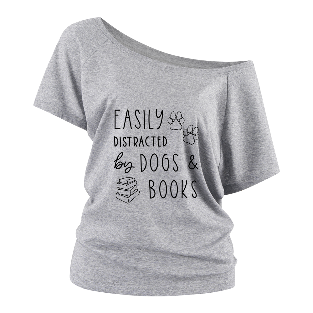 Pagewings Dogs And Books Off Shoulder Top