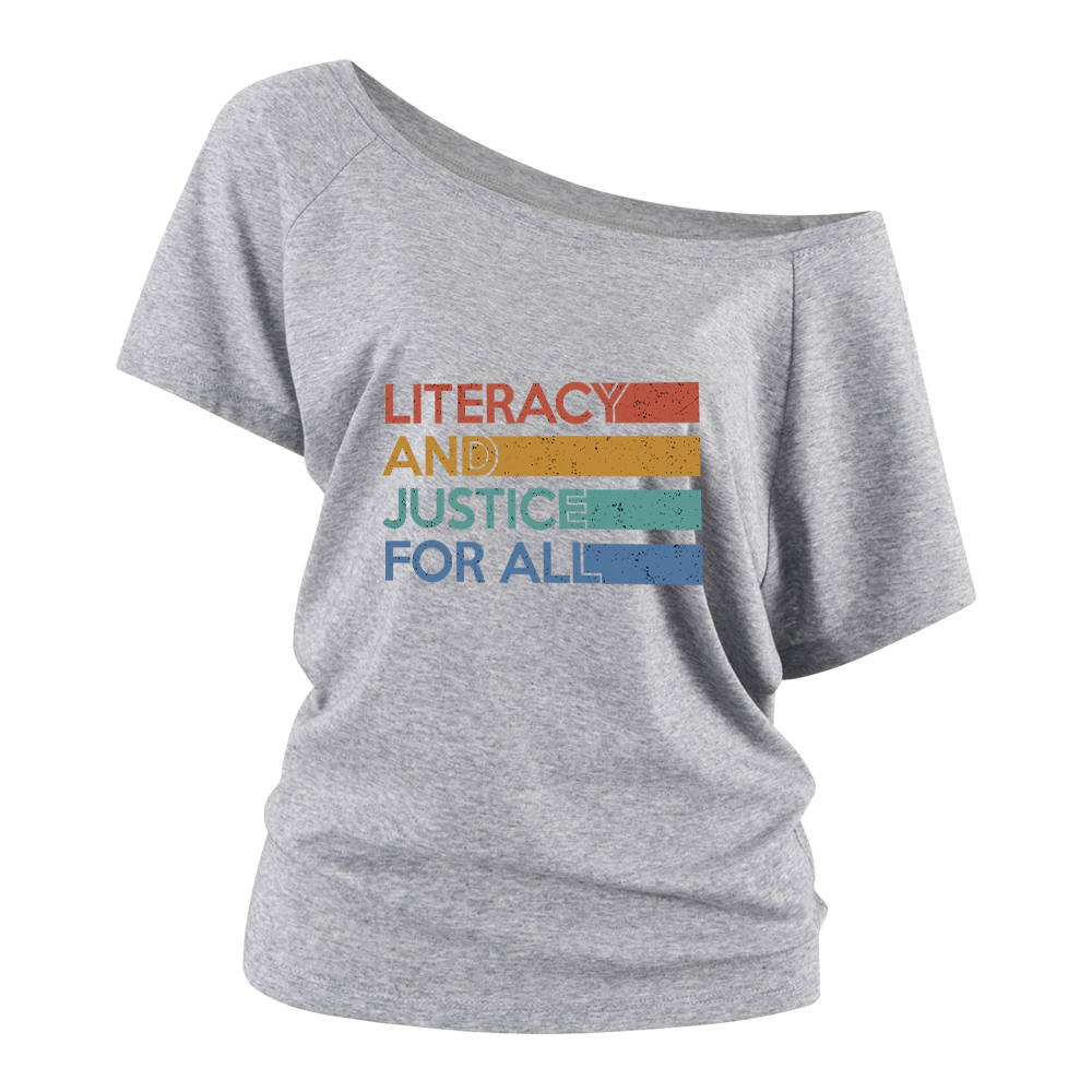 Pagewings Literacy and Justice For All Off Shoulder Top