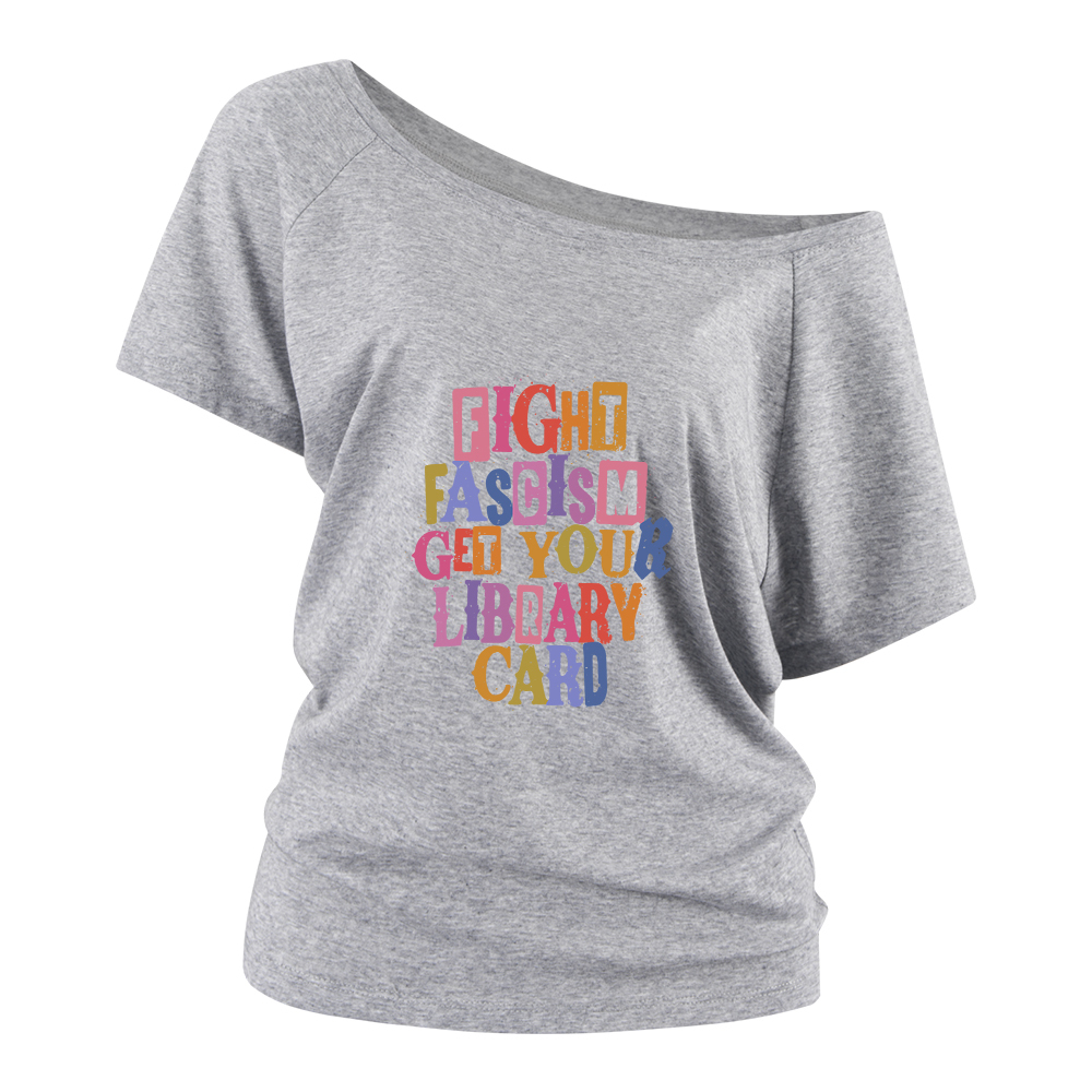 Pagewings Get Your Library Card Off Shoulder Top
