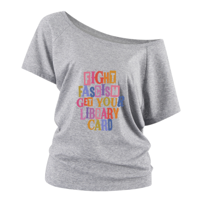 Pagewings Get Your Library Card Off Shoulder Top