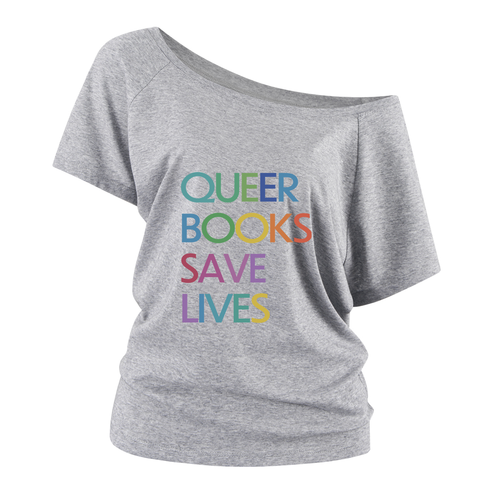 Pagewings Queer Books Save Lives Off Shoulder Top