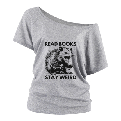 Pagewings Read Books Stay Weird Off Shoulder Top