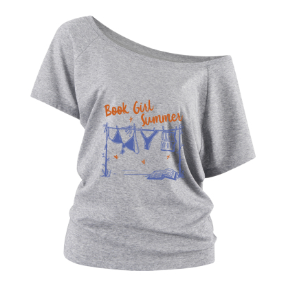 Pagewings Book Girl Summer Bookish Off Shoulder Top