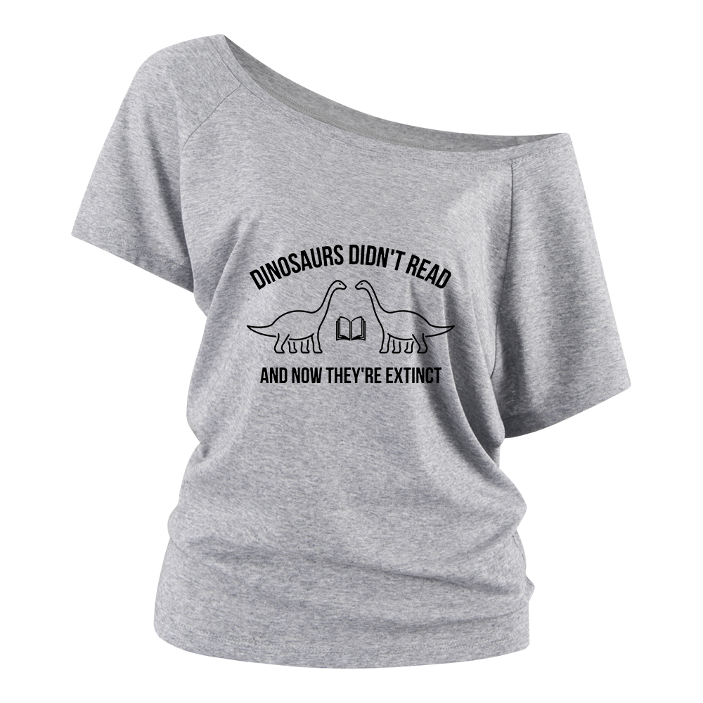 Pagewings Dinosaurs Didn't Read Off Shoulder Top