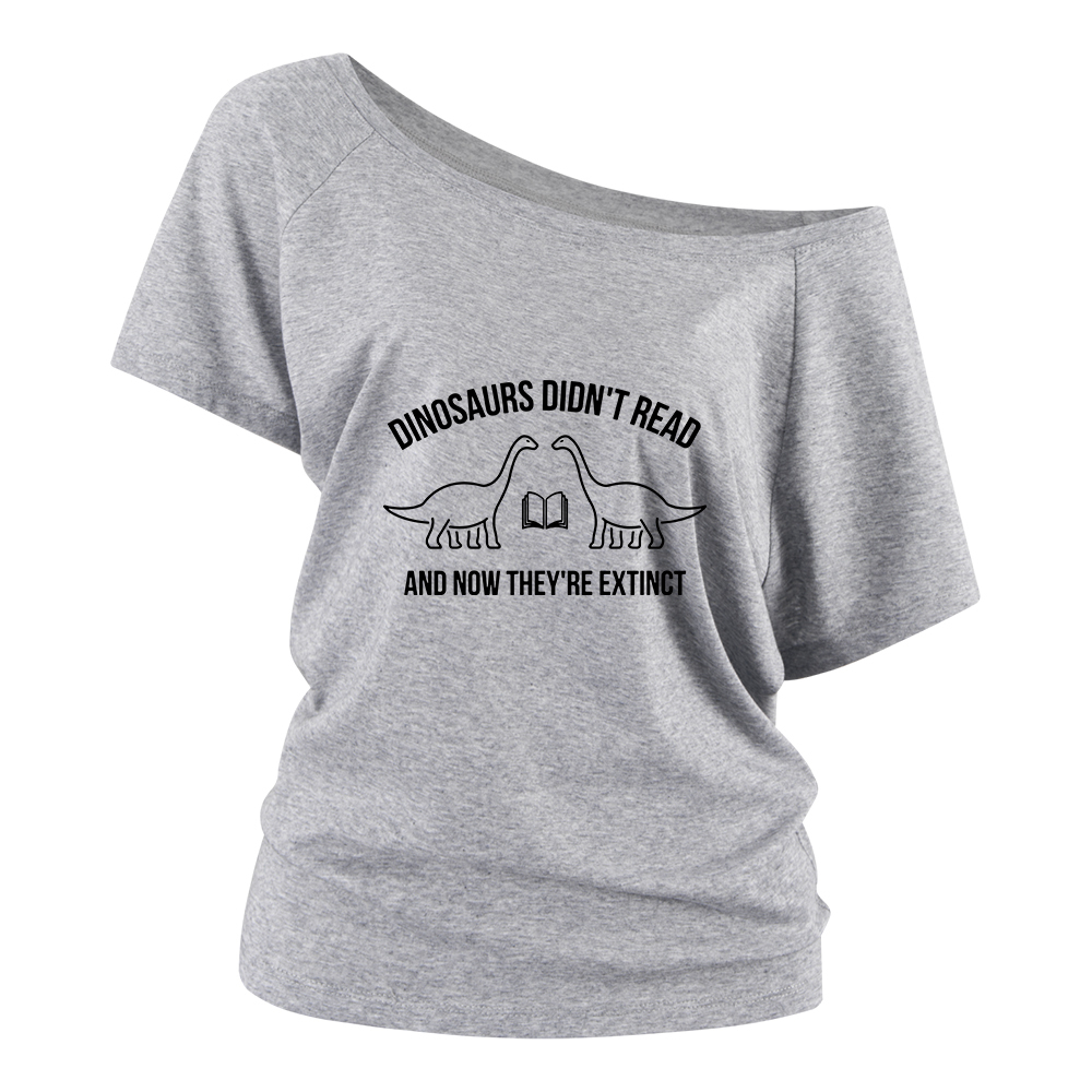 Pagewings Dinosaurs Didn't Read Off Shoulder Top
