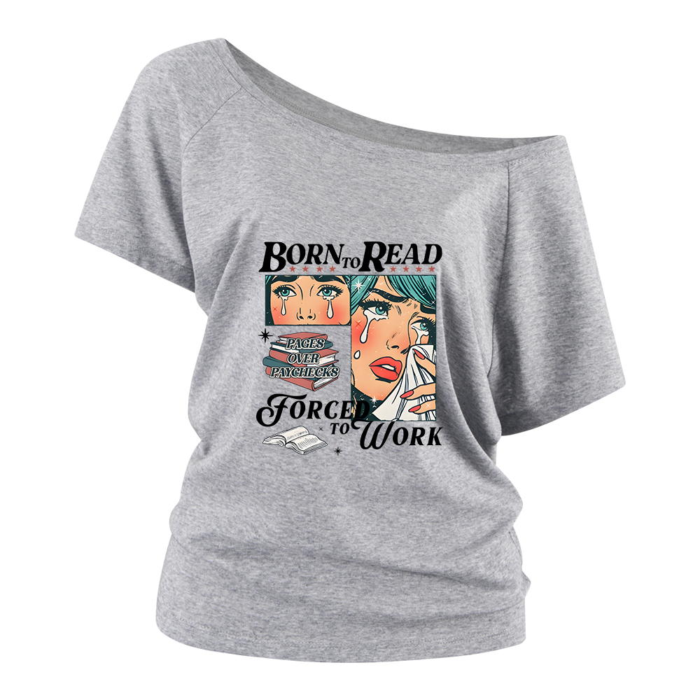 Pagewings Born To Read Bookish Off Shoulder Top