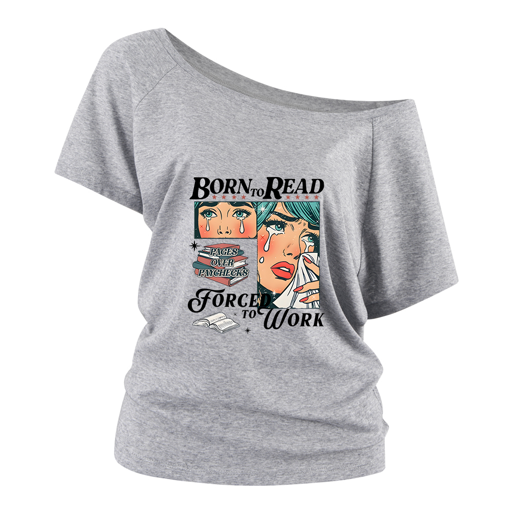 Pagewings Born To Read Bookish Off Shoulder Top