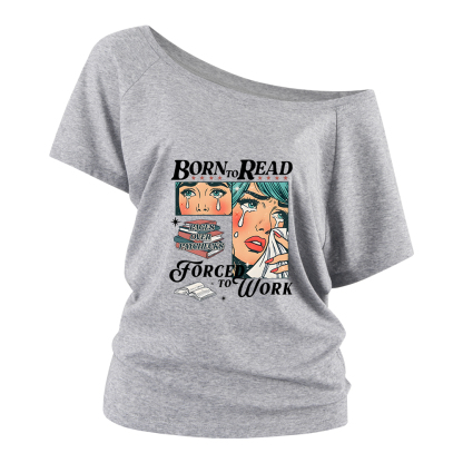 Pagewings Born To Read Bookish Off Shoulder Top