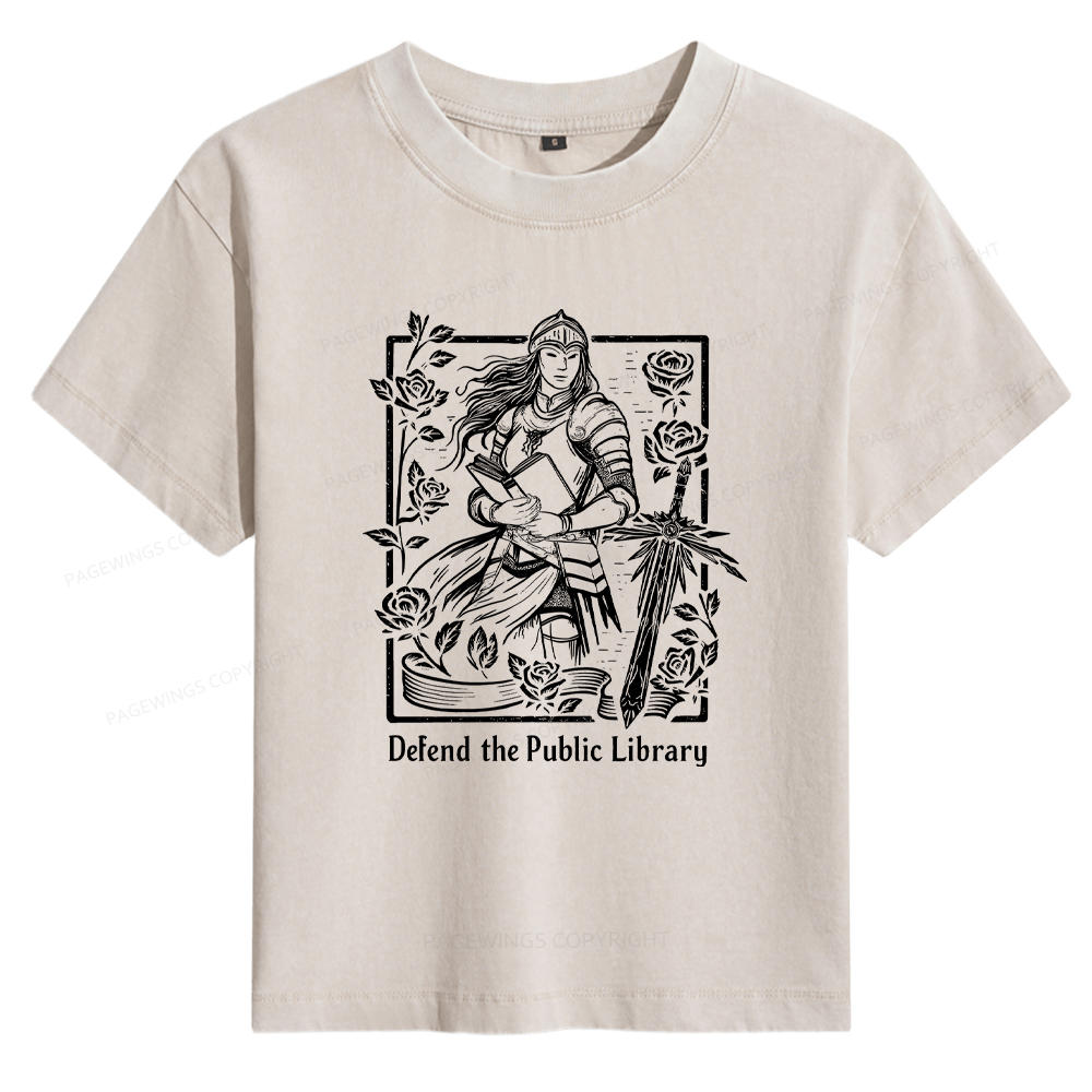 Pagewings Defend The Public Library Women's Washed T-shirt