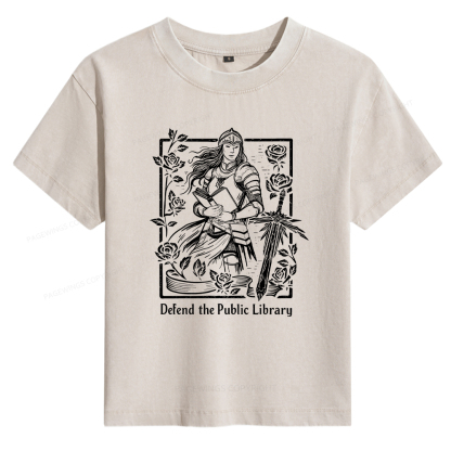 Pagewings Defend The Public Library Women's Washed T-shirt