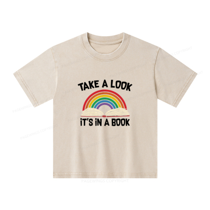 Pagewings Take A Look It's In A Book Unisex Kids Washed T-shirt