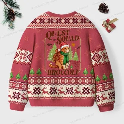 Pagewings Quest Squad Broccoli Unisex Ugly Knit Sweatshirt