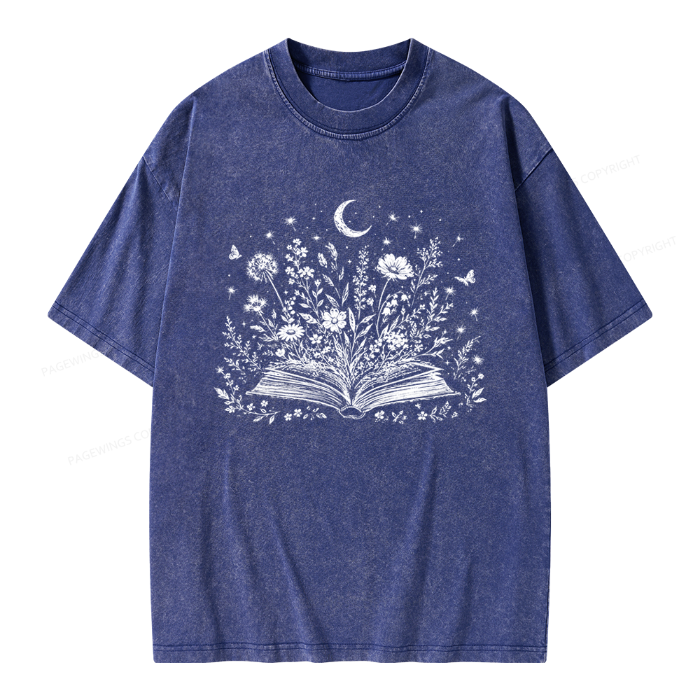 Pagewings Wildflower Book Unisex Washed T-shirt