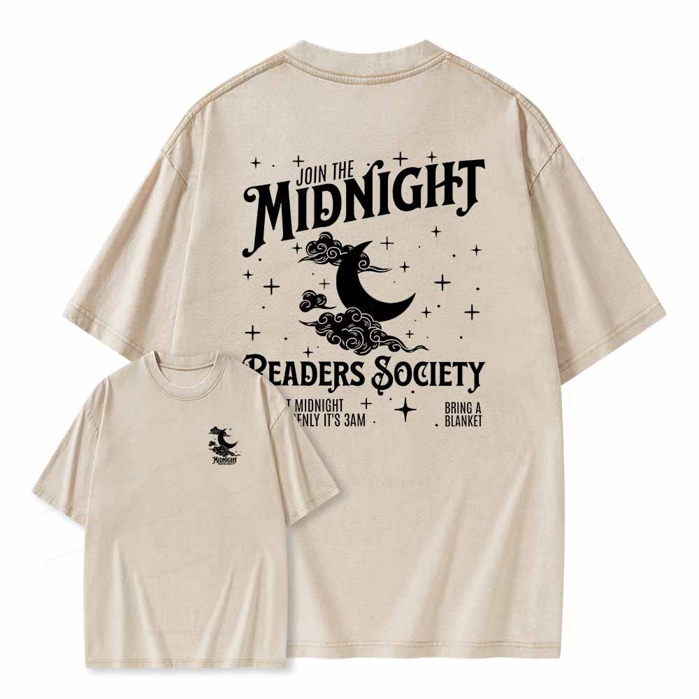 Pagewings Late night readers book club Unisex Washed T-shirt