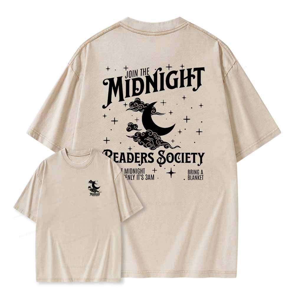 Pagewings Late night readers book club Unisex Washed T-shirt