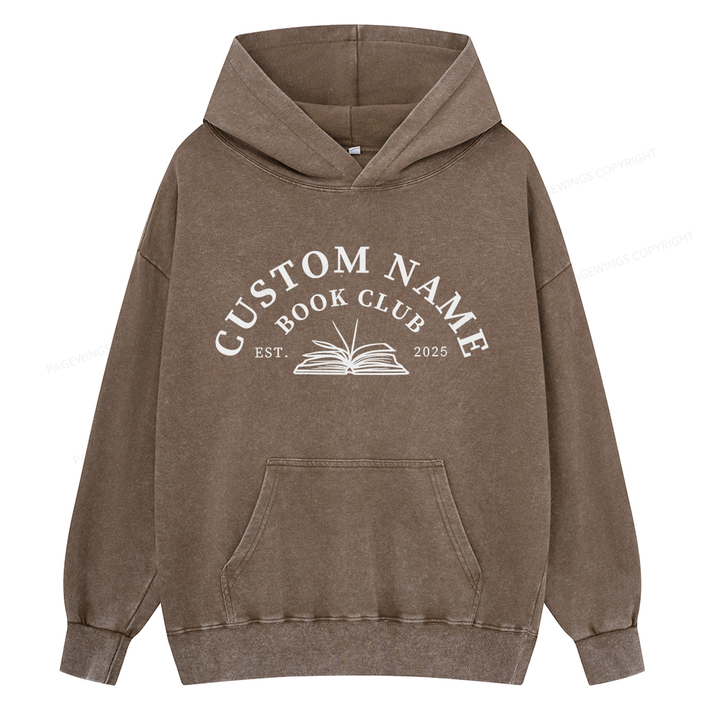Pagewings Personalized Custom Book Club Unisex Washed Hoodie