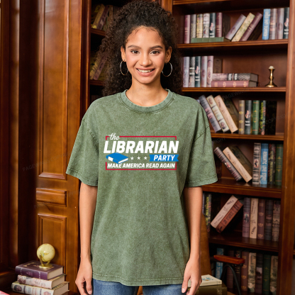Pagewings The Librarian Party Unisex Washed T-shirt