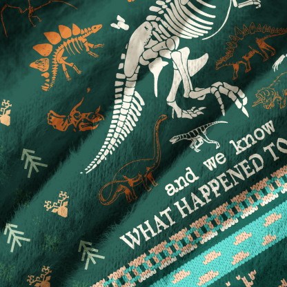 Pagewings Dinosaurs Didn't Read Off Shoulder Ugly Knit Sweater