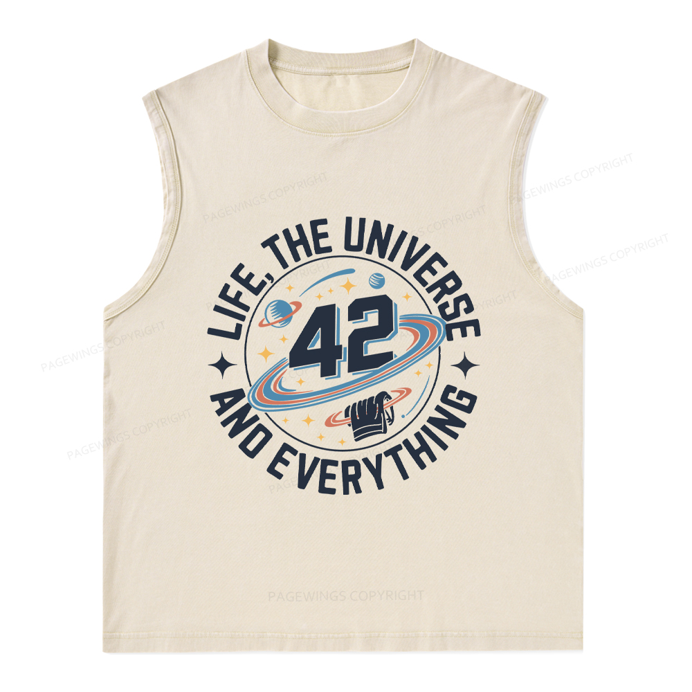 Pagewings Life The Universe And Everything Unisex Washed Tank Top