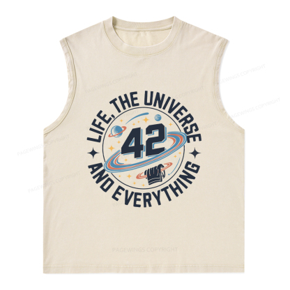 Pagewings Life The Universe And Everything Unisex Washed Tank Top