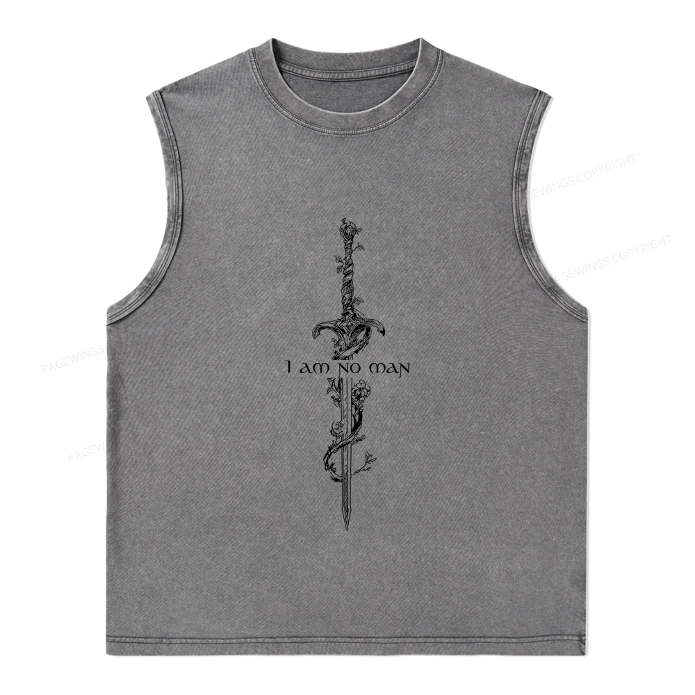 Pagewings I Am No Man Unisex Washed Tank Top