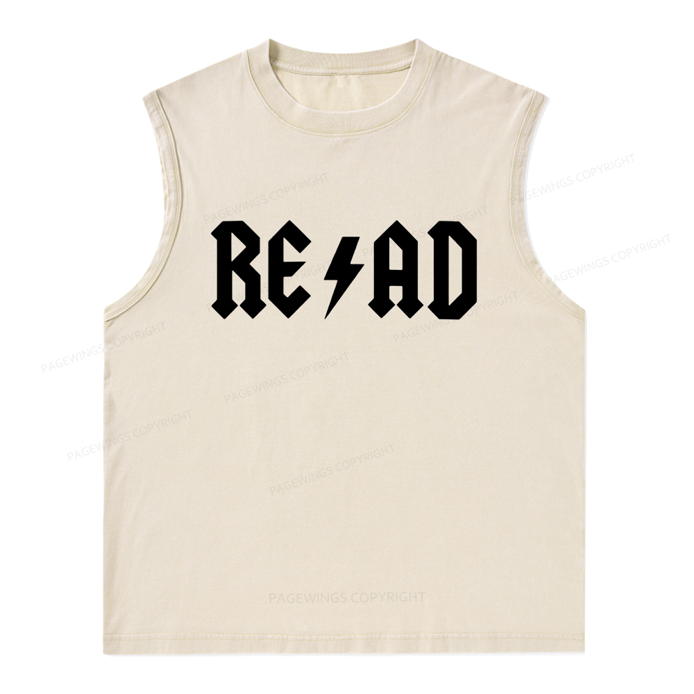 Pagewings Read Back In The Library "rock And Roll" Unisex Washed Tank Top