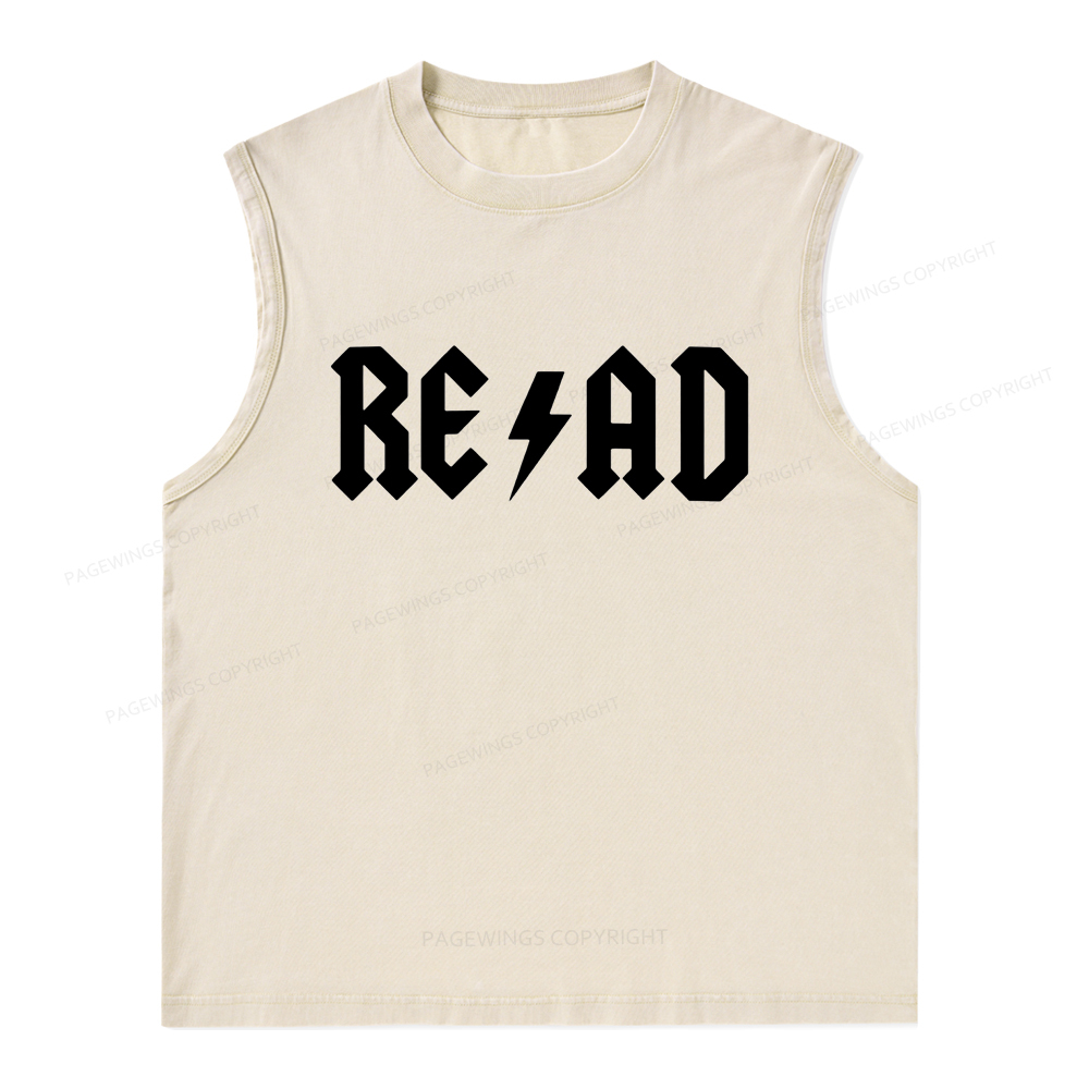 Pagewings Read Back In The Library "rock And Roll" Unisex Washed Tank Top
