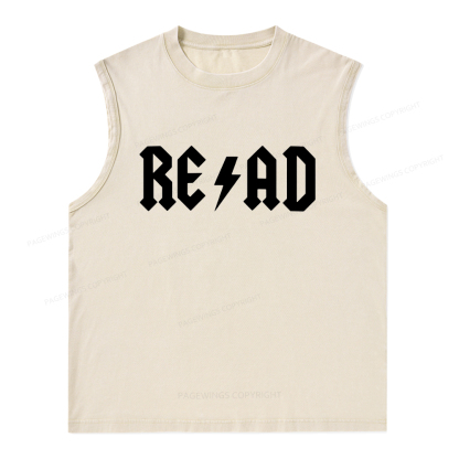 Pagewings Read Back In The Library "rock And Roll" Unisex Washed Tank Top