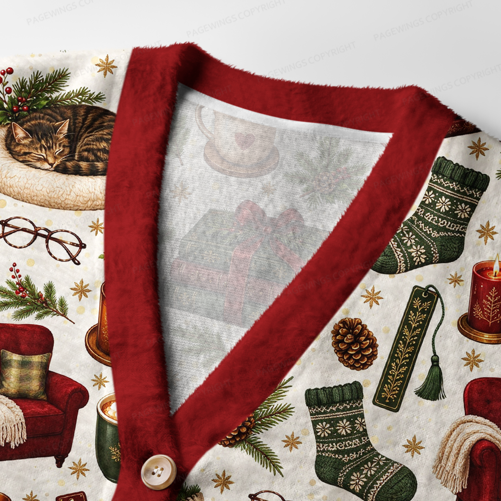 Pagewings Christmas reading Light Knit Unisex Cardigan Sweaters