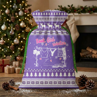 Pagewings Book Girl Winter Christmas Santa Sack
