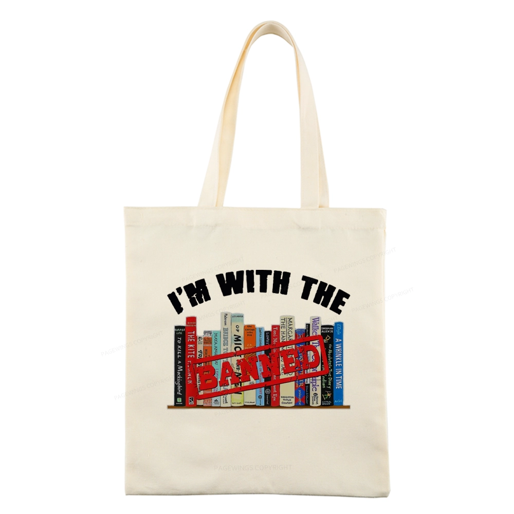 Pagewings I'm With The Banned Funny Book Tote Bag