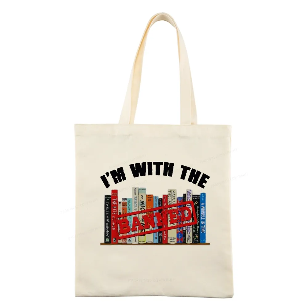 Pagewings I'm With The Banned Funny Book Tote Bag